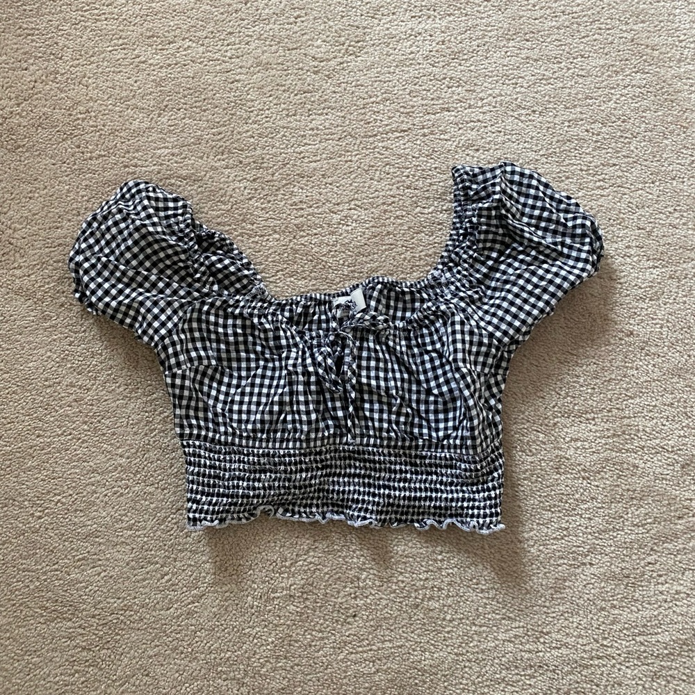 Gingham crop blouse top | Hollister